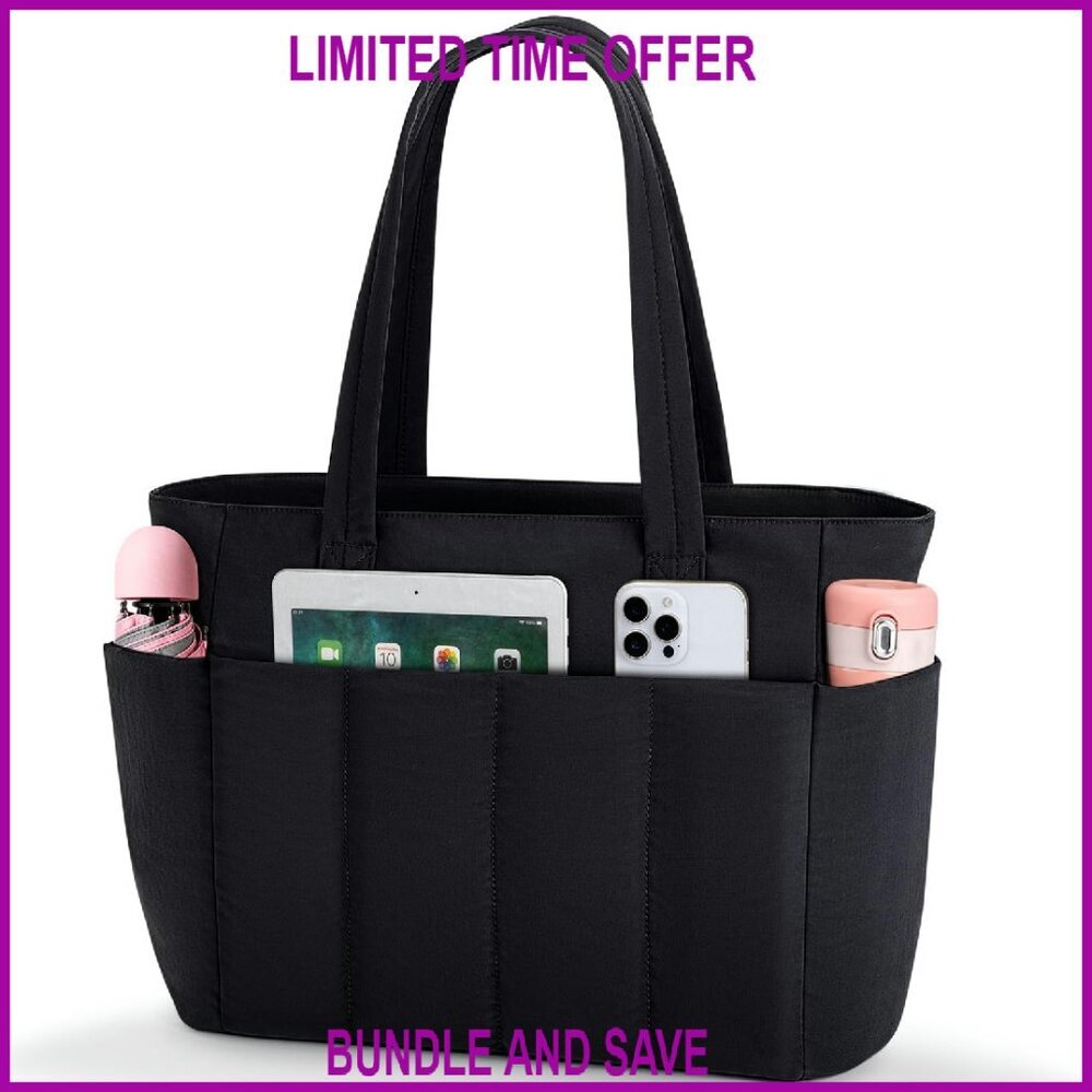 15.6 Inch Waterproof Laptop Tote Bag Lightweight Puffy Work Travel Briefcase